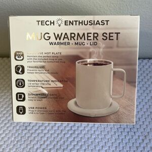 Coffee Mug Warmer Set with Travel Lid